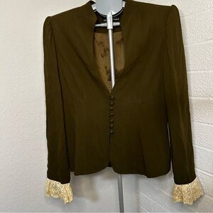 Romantic Dark Academia, Preppy Goth Vintage Blazer, Lace Cuffs|, button details